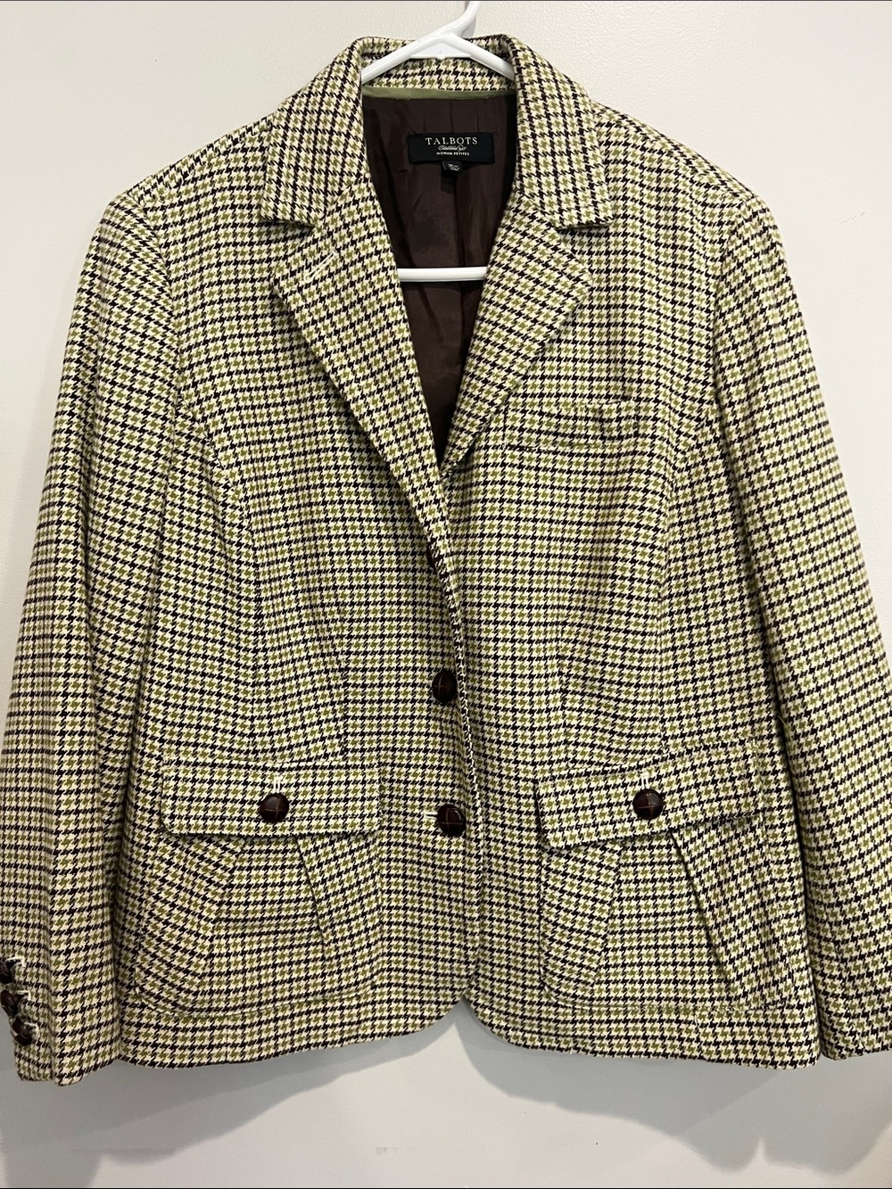 Talbots Yellow and Black Houndstooth Blazer 16W business casual fall tailored
